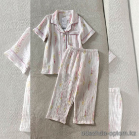 b15-303-12-1 Комплект детской пижамы: рубашка с коротким рукавом и штаны, 110-130, 1 пачка (3 шт)