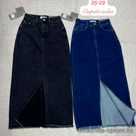 j4-0481 Юбка женская джинсовая с разрезом, 25-29, стрейч, 1 пачка (5 шт)
