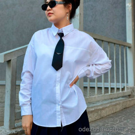w41-0132 Рубашка женская с галстуком, 42-48, х/б, 1 пачка (4 шт)