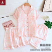 d7-0118 Комплект женской пижамы 3в1: рубашка, шорты и штаны, M-XL, 1 пачка (3 шт)