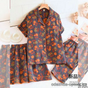 d7-0121 Комплект женской пижамы 3в1: рубашка, шорты и штаны, M-XL, 1 пачка (3 шт)