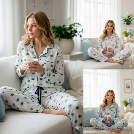 b15-0938 Комплект женской пижамы: рубашка и штаны, S-XL, 1 пачка (4 шт)