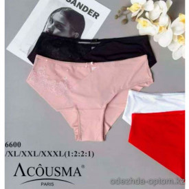 b4-6600 Acousma Трусики женские однотонные эластичные, XL-3XL, 1 пачка (6 шт) b4-6600 Acousma Трусики женские однотонные эластичные, XL-3XL, 1 пачка (6 шт)