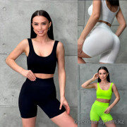 b13-2025 Костюм женский спортивный двойка: топ и шорты, стандарт, 1 пачка (5 шт)