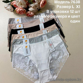 d7-7638 Lavolle Трусики женские высокие с кружевом, L-XL, 1 пачка (12 шт)
