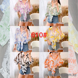 w22-610 Рубашка женская на завязках в комплекте с майкой, стандарт, 1 шт