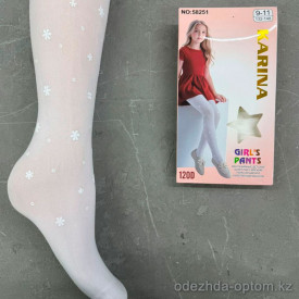 k2-58251 Karina Детские и подростковые белые колготки, 6-14 лет, 120 ден, 1 пачка (6 шт)