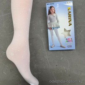 k2-58252 Karina Детские и подростковые белые колготки, 6-14 лет, 120 ден, 1 пачка (6 шт)