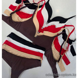 b4-1319 Комплект нижнего белья: бюстгальтер без косточек на тонком поролоне и стринги, 1 пачка (6 шт)