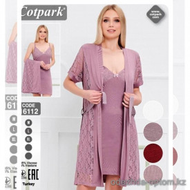 b4-16112 Cotpark Комплект женской одежды для сна: халат и сорочка, M-XL, 1 пачка (3 шт)