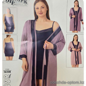 b4-16228 Cotpark Комплект женской одежды для сна: халат и сорочка, большие размеры, XL-4XL, 1 пачка (4 шт)