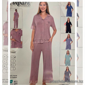 b4-19051 Cotpark Комплект женской пижамы: рубашка и штаны, M-XL, 1 пачка (3 шт)