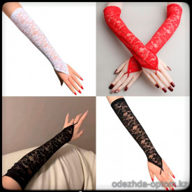 b5-1155-2 Перчатки женские кружевные длинные, 1 шт
