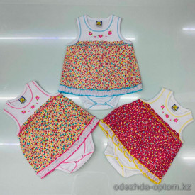 d1-0127 Платье детское в комплекте с трусиками, 3-12 мес, х/б, 1 пачка (3 шт)
