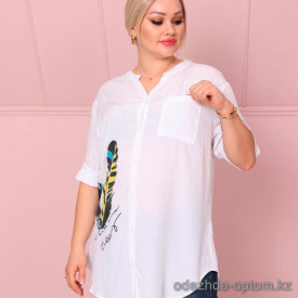w2-0292 Рубашка женская с принтом, штапель, большие размеры, 50-56, 1 пачка (4 шт)