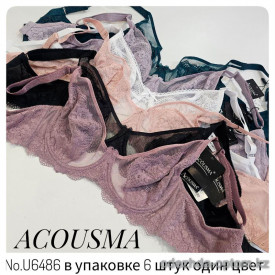 b4-U6486 Acousma Бюстгальтер кружевной без поролона, чашка C, 1 пачка (6 шт)