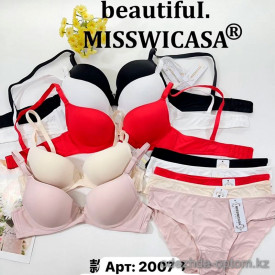 b6-2007 Miss Wicasa Комплект нижнего белья: бюстгальтер и трусики, чашка B, 1 пачка (3 шт) b6-2007 Miss Wicasa Комплект нижнего белья: бюстгальтер и трусики, чашка B, 1 пачка (3 шт)