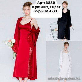 b6-6839-2 Комплект женской одежды для сна: халат и сорочка, M-XL, 1 пачка (3 шт)