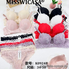 b6-K0924B Miss Wicasa Комплект нижнего белья: бюстгальтер и трусики, чашка B, 1 пачка (3 шт)