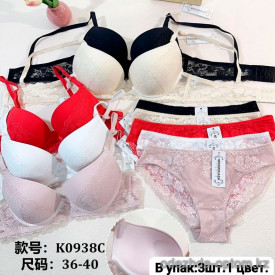 b6-K0938C Miss Wicasa Комплект нижнего белья: бюстгальтер на тонком поролоне и трусики, чашка C, 1 пачка (3 шт)