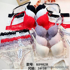 b6-K0982B Miss Wicasa Комплект нижнего белья: бюстгальтер на тонком поролоне и трусики, чашка B, 1 пачка (3 шт)