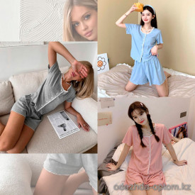 b16-505 Комплект женской пижамы: кофта и шорты, M-XL, 1 пачка (3 шт)