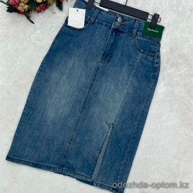 w25-0821 Юбка женская джинсовая с разрезом, стрейч, 1 шт