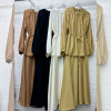 w5-0222 Костюм женский классический: рубашка с поясом и юбка макси с подкладом, стандарт, 1 шт