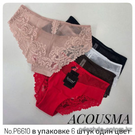 b4-P6610 Acousma Трусики женские кружевные, M-2XL, 1 пачка (6 шт)