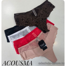 b4-T6610 Acousma Трусики женские кружевные стринги, M-XL, 1 пачка (6 шт)