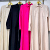 w6-0887 Платье-рубашка женское однотонное с воротником в комплекте с ремешком, лен, стандарт (44-48), 1 шт