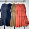 w6-0889 Платье женское свободного кроя с короткими рукавами, шелк, стандарт (44-50), 1 шт