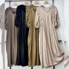 w6-0892 Платье женское свободного кроя с короткими рукавами, шелк, стандарт (44-50), 1 шт