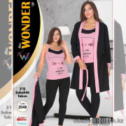e1-2048 Miss WONDER Life Комплект женской домашней одежды тройка: халат, майка и штаны, стандарт, cotton, 1 пачка (4 шт)