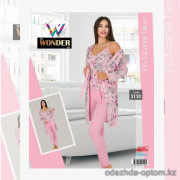 e1-2120 Miss WONDER Life Комплект женской домашней одежды тройка: халат, майка и штаны, стандарт, cotton, 1 пачка (4 шт)