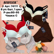 b6-74111 Biweier Комплект нижнего белья: бюстгальтер на тонком поролоне и трусики, чашка C, 1 пачка (6 шт)