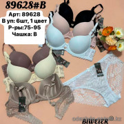 b6-89628 Biweier Комплект нижнего белья: бюстгальтер с пуш-ап и трусики, чашка B, 1 пачка (6 шт)