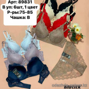 b6-89831 Biweier Комплект нижнего белья: бюстгальтер на тонком поролоне и трусики, чашка B, 1 пачка (6 шт)
