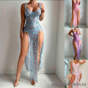 b18-2037 Пеньюар женский длинный с разрезами, S-L, 1 пачка (3 шт)