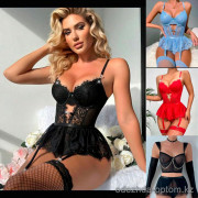 b18-1317 Женское кружевное боди без чулок, S-L, 1 пачка (3 шт)