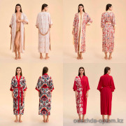 b15-3975 Халат женский длинный шелковый, стандарт (до 52), 1 пачка (2 шт)