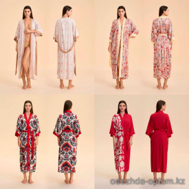 b15-3975 Халат женский длинный шелковый, стандарт (до 52), 1 пачка (2 шт)