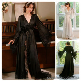 b4-9002 Халат женский шелковый длинный, стандарт, 1 шт