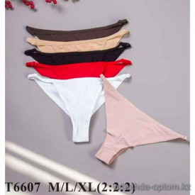 b4-T6607 Acousma Трусики женские однотонные, M-XL, 1 пачка (6 шт)