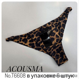 b4-T6608 Acousma Трусики женские леопардовые, S-L, 1 пачка (6 шт)
