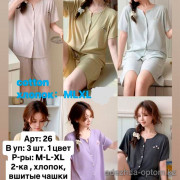 b6-26 Комплект женской одежды для сна: рубашка со вшитыми чашками и шорты, M-XL, 1 пачка (3 шт)