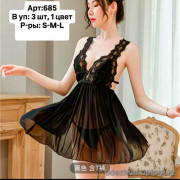 b6-685-1 Пеньюар женский укороченный, S-L, 1 пачка (3 шт)