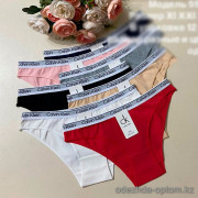 d7-5932-2 Трусики женские однотонные с принтом на резинке, XL-3XL, 1 пачка (12 шт)