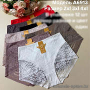 d7-A6913 Lavolle Трусики женские с кружевом, большие размеры, 2XL-4XL, 1 пачка (12 шт)