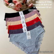 d7-A7203 Трусики женские с кружевом, XL-3XL, 1 пачка (12 шт)